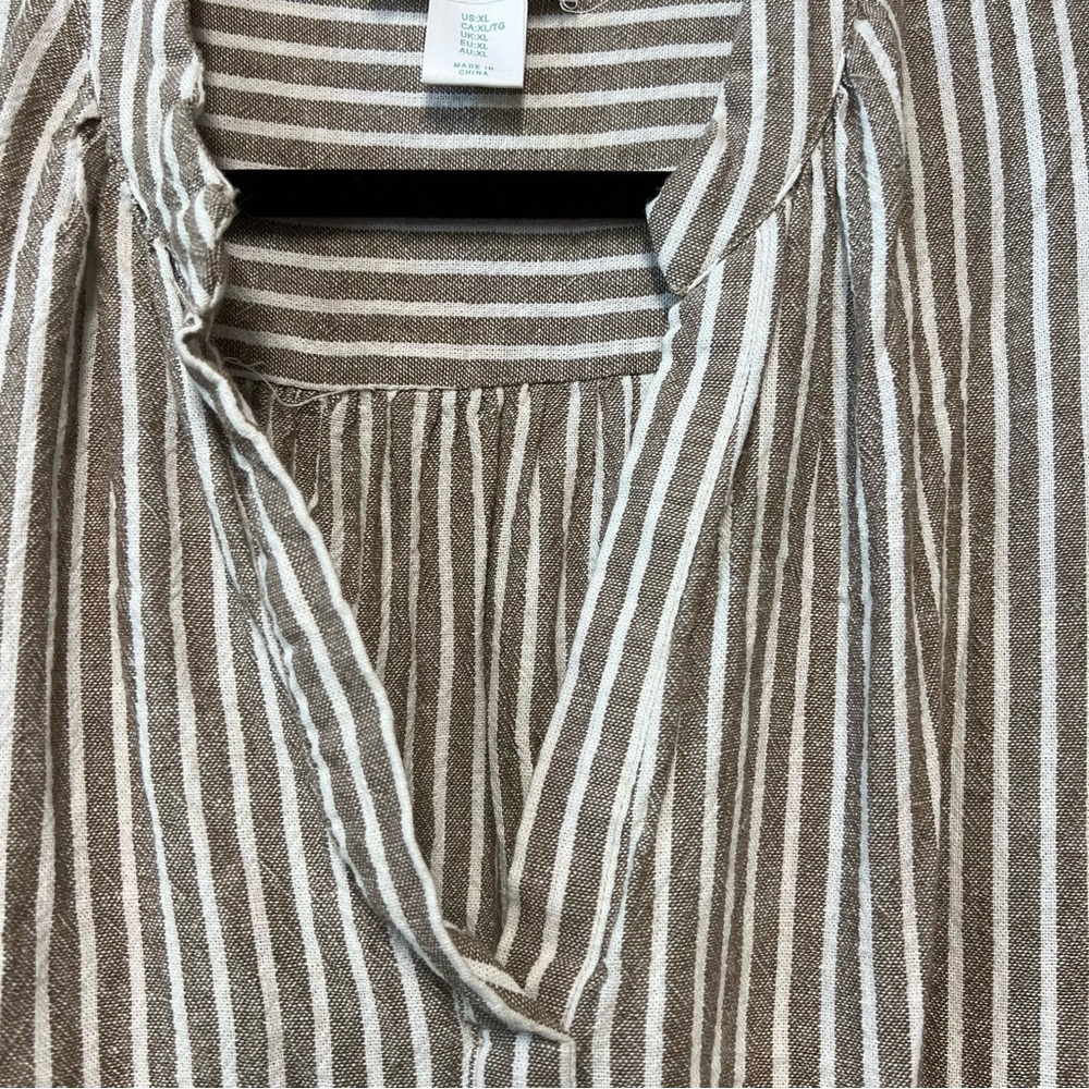 Cynthia Rowley Striped Linen Blend Tiered Dress | Size XL - Picture 3 of 7